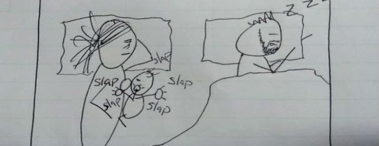 Una mamá le explica a su marido, con dibujos, porqué está tan cansada