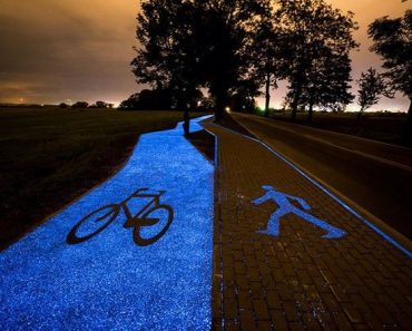 Construyen en Polonia hermosa ciclovía que brilla en la noche. Su energía es cargada por el sol